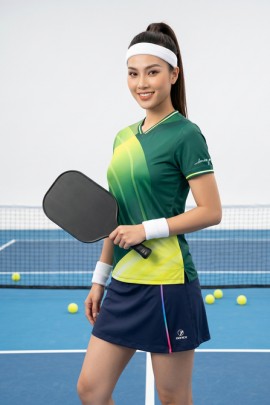 Áo thể thao nữ AC-3864-31-01 Xanh lục bảo phối trắng